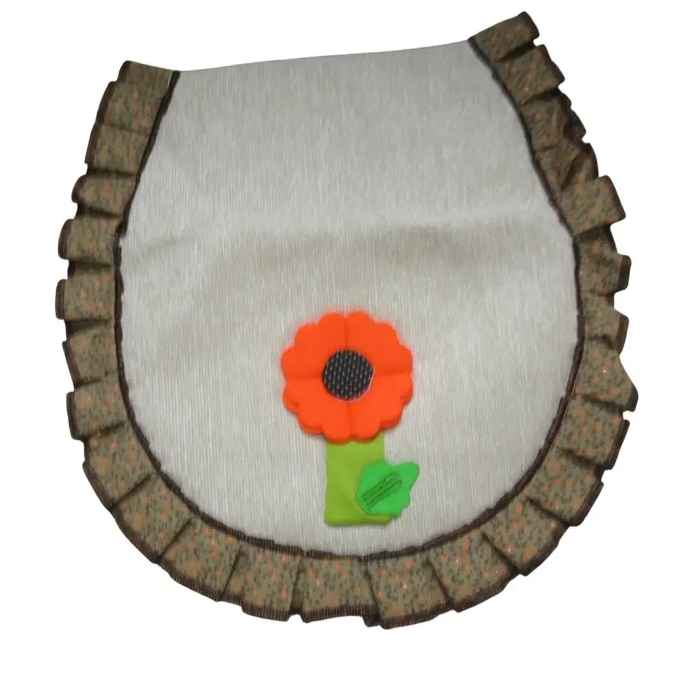 4PC MCM BATHROOM BATH RUG TOILET Seat & LID COVER Calico Ruffle Felt Flowers